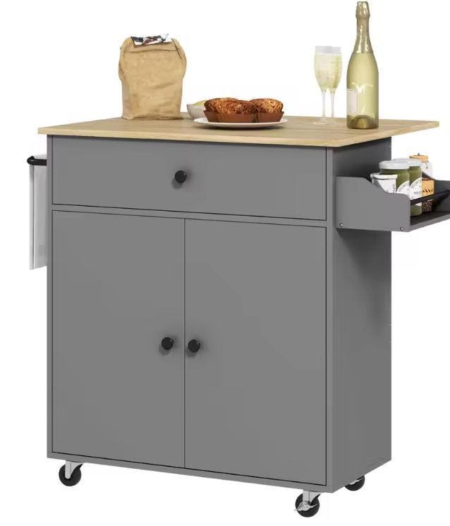 Keukeneiland met Wielen & Klapblad – 106×42×87 cm, Huis en Inrichting, Keuken | Keukenelementen, Nieuw, Verzenden