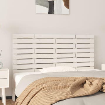 vidaXL Hoofdbord wandmontage 126x3x63 cm massief grenenhout, Verzenden, Nieuw, Wit, Hout