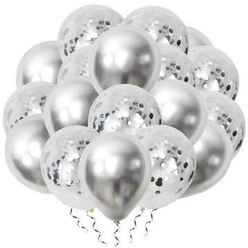 VSE luxe confetti ballonnen 20 stuks metallic zilver, Ophalen of Verzenden, Nieuw