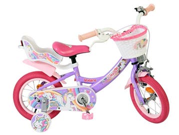 Volare Unicorn Kinderfiets - Meisjes - 12 inch - Paars, Verzenden, Zo goed als nieuw