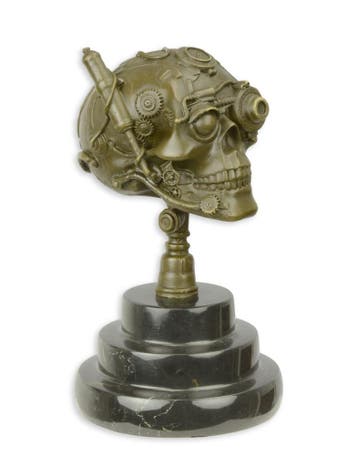 EEN BRONZEN STEAMPUNK BEELD VAN EEN SCHEDEL (Interieur), Verzenden, Nieuw