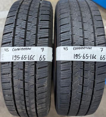 2x 195-65-16c Continental AllSeason 2x7mm €65 PST 195 65 16c, Auto-onderdelen, Banden en Velgen, Ophalen, 16 inch, All Season