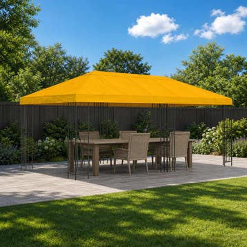 vidaXL Tuinprieel 6 x 3 m Geel Polyester en staal 190 gsm, Verzenden, Nieuw