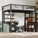 Metalen kinder loftbed met bureau en kast 90x200 / 140x200, Huis en Inrichting, Slaapkamer | Stapelbedden en Hoogslapers, Verzenden