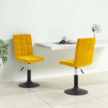 vidaXL Eetkamerstoelen draaibaar 2 st fluweel mosterdgeel, Huis en Inrichting, Stoelen, Verzenden, Nieuw