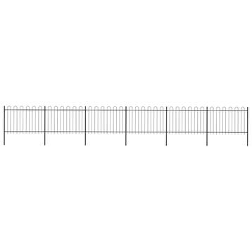 vidaXL Tuinhek met ringtop staal 1005x120 cm zwart, Verzenden, Nieuw, IJzer