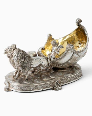 Pronkstuk Leeuwen & Putto - Tafelmiddenstuk - .925 zilver