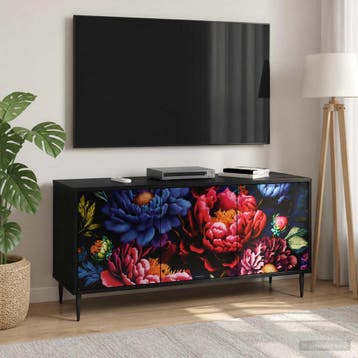 vidaXL Tv-meubel KIEL 102 x 33 x 51 cm Zwart eiken Bewerkt, Minder dan 50 cm, Verzenden, Nieuw, Minder dan 100 cm