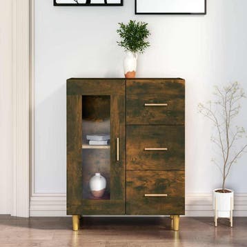 vidaXL Dressoir 69,5x34x90 cm bewerkt hout gerookt, Verzenden, Nieuw, Overige houtsoorten, Minder dan 50 cm