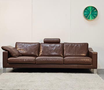 3,5-zitsbank Leolux Bruin leer | Uniek design en comfort, Ophalen of Verzenden, Nieuw