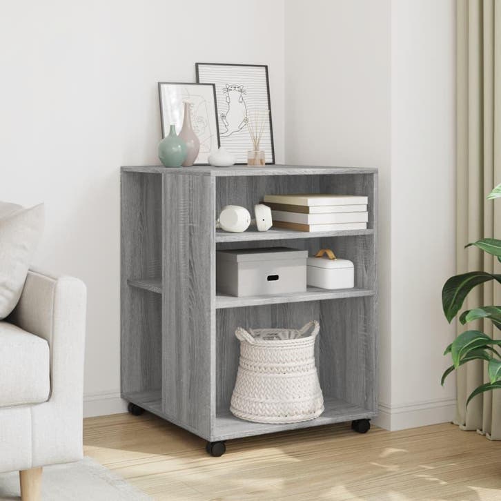 vidaXL Bijzettafel met wieltjes 55x60x78 cm hout grijs, Huis en Inrichting, Kasten | Roldeurkasten en Archiefkasten, Nieuw, Verzenden
