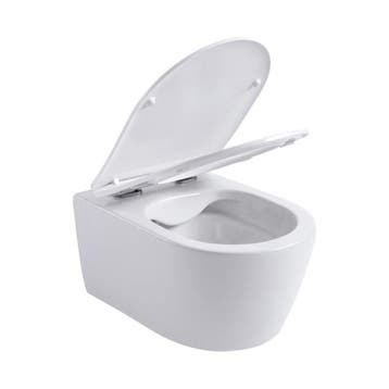 SPECIAL OFFER: Wandcloset met toiletbril, -rimoff, wit, Doe-het-zelf en Verbouw, Sanitair, Verzenden, Nieuw, Steen, Toilet