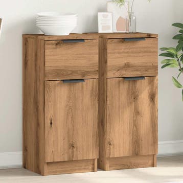vidaXL Dressoirs 2 st 30x30x70 cm bewerkt hout artisanaal, Verzenden, Nieuw, Overige houtsoorten
