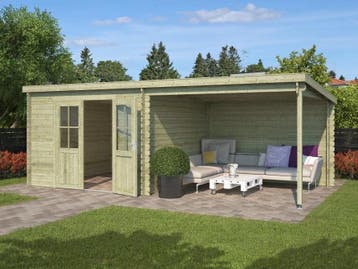 Outdoor Life Blokhut Orlando Groen Geïmpregneerd 581 x 292, Nieuw