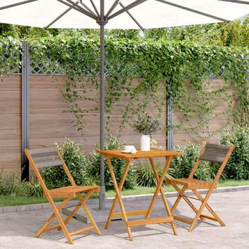vidaXL 3-delige Bistroset polypropeen en massief hout grijs, Verzenden, Nieuw, Hardhout