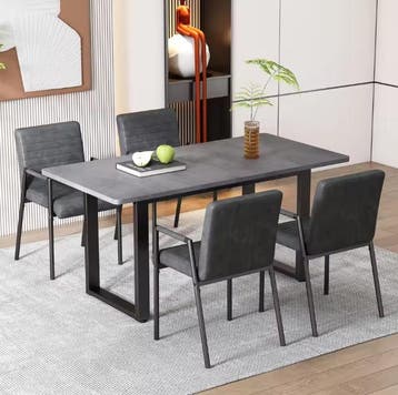 Nieuwe Luxe Eettafel – Grijs Zwart Tafelblad – 140x70cm, Verzenden, Nieuw
