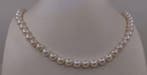 Halsketting Zilver, 7,5×8 mm heldere Akoya parels, Nieuw