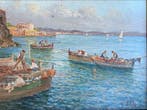 G. Villa (XX) - Veduta Portuale con Pescatori, Antiek en Kunst