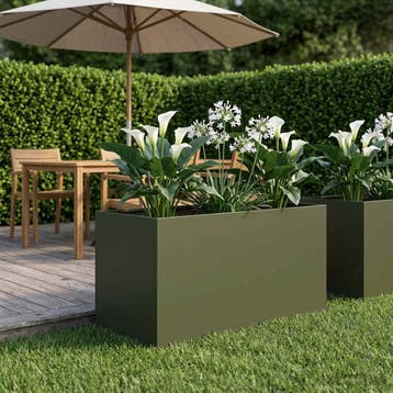 vidaXL Plantenbak Olijfgroen 80 x 50 x 50 cm Koudgewalst, Verzenden, Minder dan 60 cm, Nieuw, Metaal