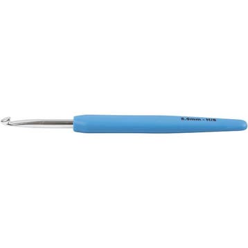 Haaknaalden, afm 5, L: 13,3 cm, afm 5 mm, blauw, 1 stuk, Nieuw