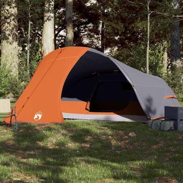 vidaXL Koepeltent 4-persoons waterdicht grijs en oranje, Caravans en Kamperen, Tenten, Verzenden, Nieuw, Tot en met 2