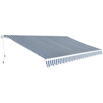 vidaXL Luifel handmatig uittrekbaar 500 cm blauw/wit, Verzenden, Nieuw
