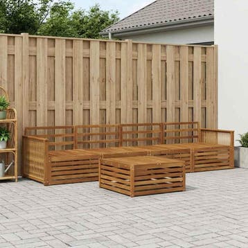 vidaXL Buiten bankenset 5 st Naturel Massief Acaciahout, Verzenden, Nieuw