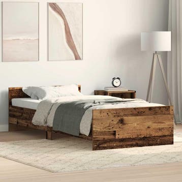 vidaXL Bedframe zonder matras 75x190 cm spaanplaat oud hout, Eenpersoons, Bruin, Verzenden, Nieuw