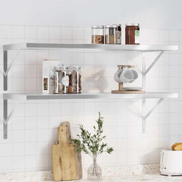 vidaXL Wandschappen 2 st 100x40 cm roestvrijstaal, Verzenden, Nieuw
