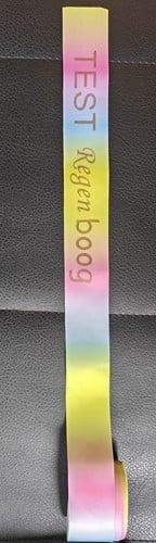 Bedrukt lint Regenboog Pastel met Gouden opdruk 38 mm 50 cm, Ophalen of Verzenden, Nieuw
