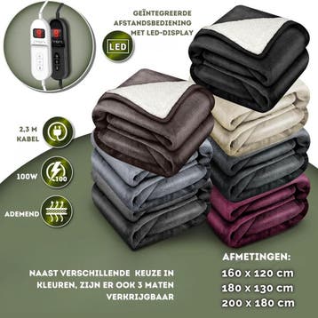 Elektrische deken - Warmtedeken - 1 persoons - 180x130 cm -, Verzenden, Zo goed als nieuw