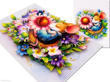 Schattig Slapend Muisje in de Kleurrijke Bloemen Pop-up K..., Verzenden, Nieuw