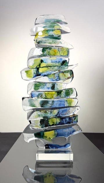 Maxence Parot - Vaas - Sculptuur met unieke kleuren en goud,