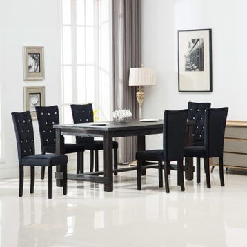 vidaXL Eetkamerstoelen 6 st fluweel zwart, Verzenden, Nieuw, Zwart