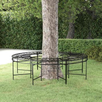 vidaXL Boombank rond Ø160 cm staal zwart, Tuin en Terras, Tuinbanken, Verzenden, Nieuw, Metaal