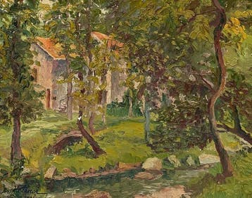 Henry Valensi (1883-1960) - Paysage - Jardin fleuri -