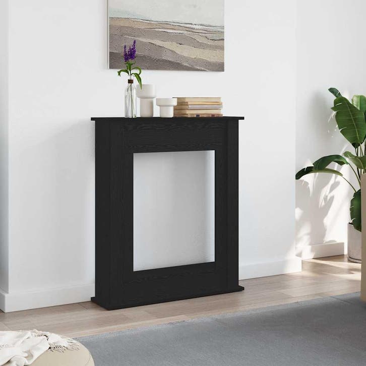 vidaXL Haardombouw Zwarte Eiken 75x20x87,5 cm Engineered, Huis en Inrichting, Haarden, Nieuw, Verzenden
