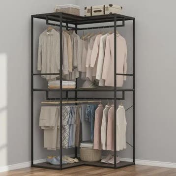 Hoek Kledingrek Wardrobe met Opslagplanken en Hangrail - 100, Verzenden, Nieuw