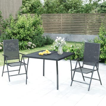 vidaXL 3-delige Tuinset staal antracietkleurig, 2 zitplaatsen, Verzenden, Nieuw, Rvs