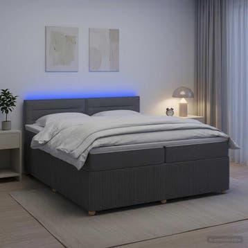 vidaXL Boxspringbed met matras Donkergrijs 200 x 200 cm Stof, Verzenden, Nieuw