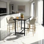 Barkruk Luana, met rugleuning, fluweellook - creme/goud, Set, Verzenden, Nieuw