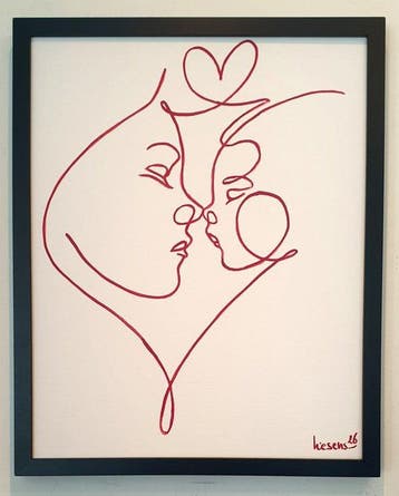 Liesens - Me and my baby (Handpainted on canvas met lijst)