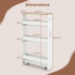 LIVSK Ultradunne Opbergkar met Oplaadstation - 4-laags Keuke, Doe-het-zelf en Verbouw, Verzenden, Nieuw