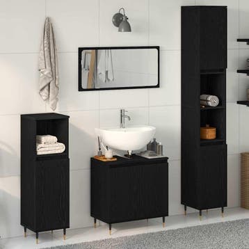 vidaXL Badkamermeubelset 3 st Zwart Eiken 30 x 30 x 190 cm, Verzenden, Nieuw, Overige typen