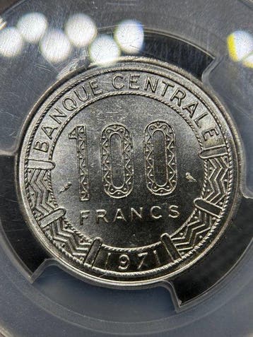 Gabon, Frans-Gabon. 100 Francs 1971 PCGS MS66 (Zonder