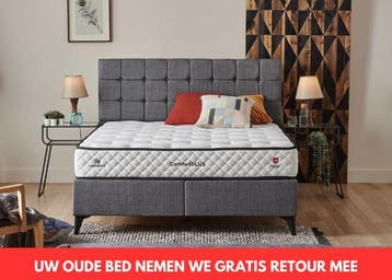 Opberg boxspring Comfort Plus 180 x 200 cm OP=OP!, Verzenden, Wit, 180 cm, 200 cm