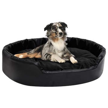 vidaXL Hondenmand 90x79x20 cm pluche en kunstleer zwart, Dieren en Toebehoren, Verzenden, Nieuw
