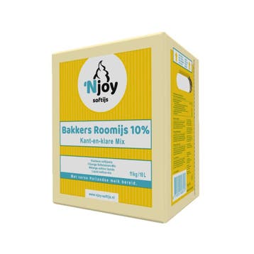 Njoy IJsmix Vloeibaar K+K Bakkers Roomijs 10% (10 liter), Verzenden, Nieuw