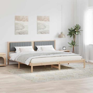 vidaXL Bedframe Lichtgrijs 200 x 200 cm Massief grenenhout, Bruin, Verzenden, Hout, Nieuw