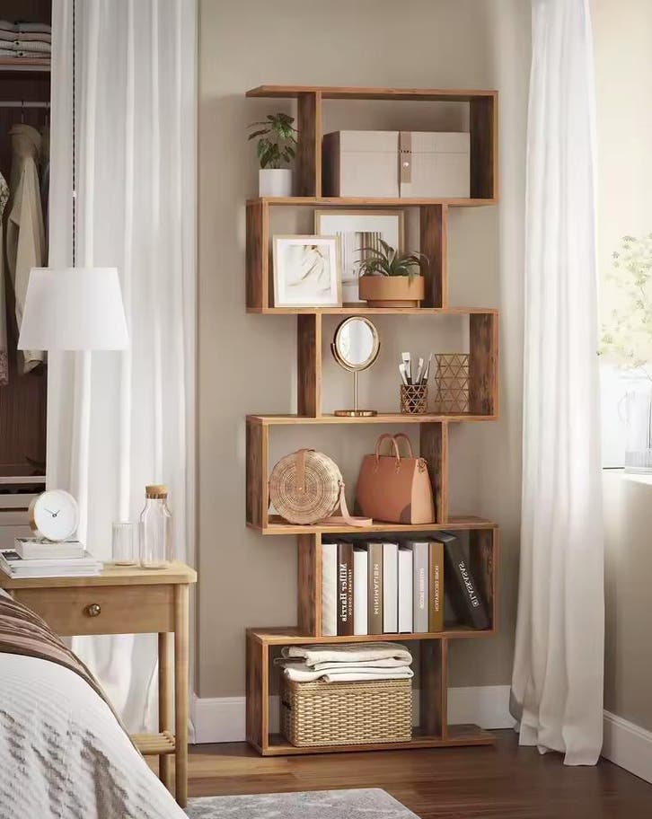 Nieuwe Boekenkast 6 Niveaus in Vintage Bruin – 70x24x190cm, Huis en Inrichting, Kasten | Boekenkasten, Minder dan 25 cm, Met plank(en)